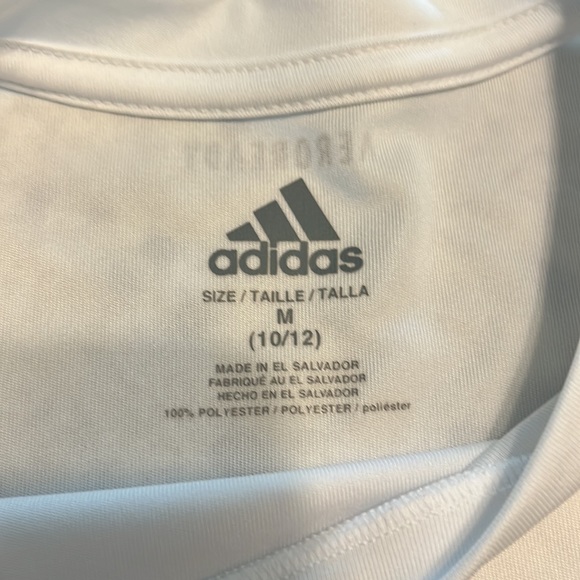 Adidas boys athletic tee. White with black logo. Size M (10/12) - Picture 3 of 3